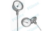 Thermomètre DN 100 fileté 1/2' gaz cylindrique inox 316